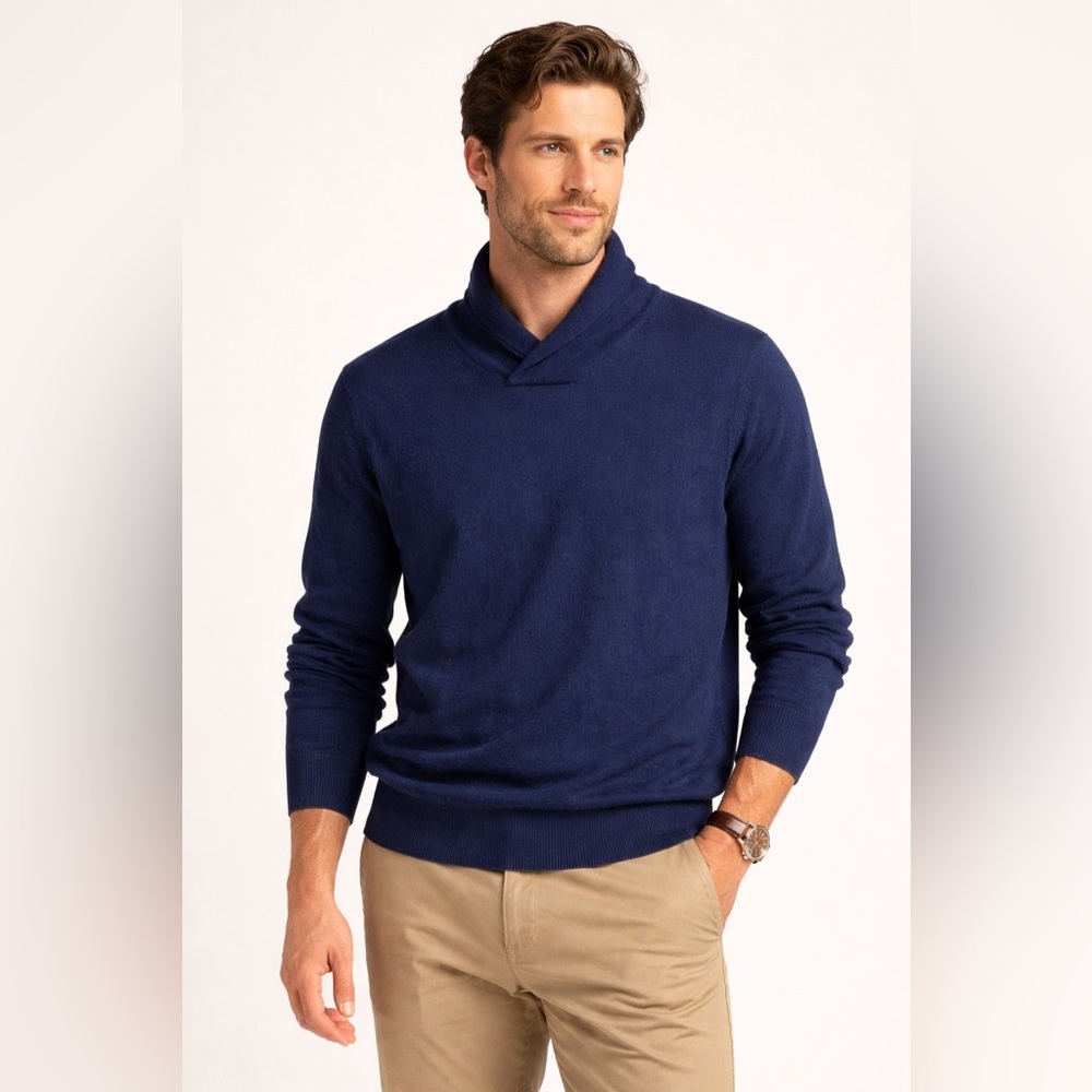 ✨ Toscano Merino‎ Wool Cashmere Shawl Collar Sweater Size L ✨